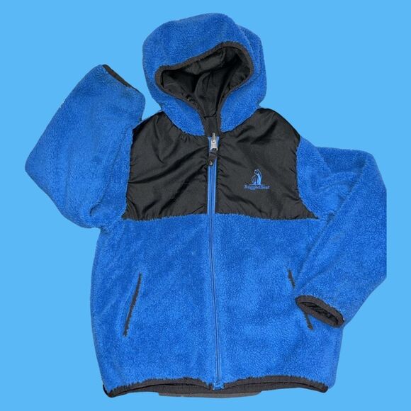 Rugged Bear Reversible Black Blue Quilted Fleece Hoodie Jacket Size 5 - Picture 3 of 5